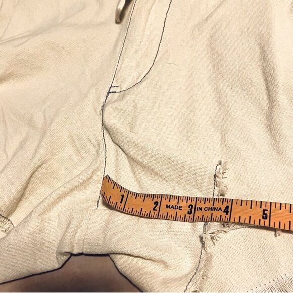 NWOT Free people one Penny high waist tie cream ivory long Raw Hem shorts 6 - Picture 13 of 14